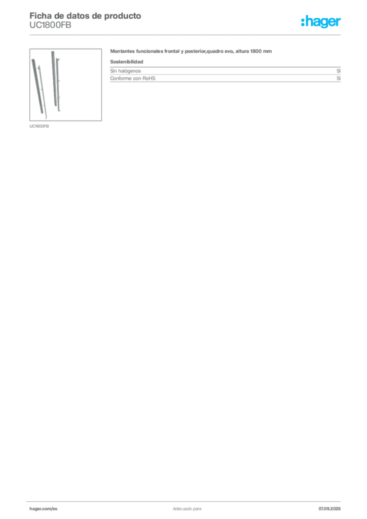 Imagen Hager Ficha de datos de producto UC1800FB | Hager España