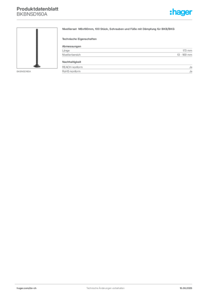 Bild Hager Produktdatenblatt BKBNSD160A | Hager Schweiz