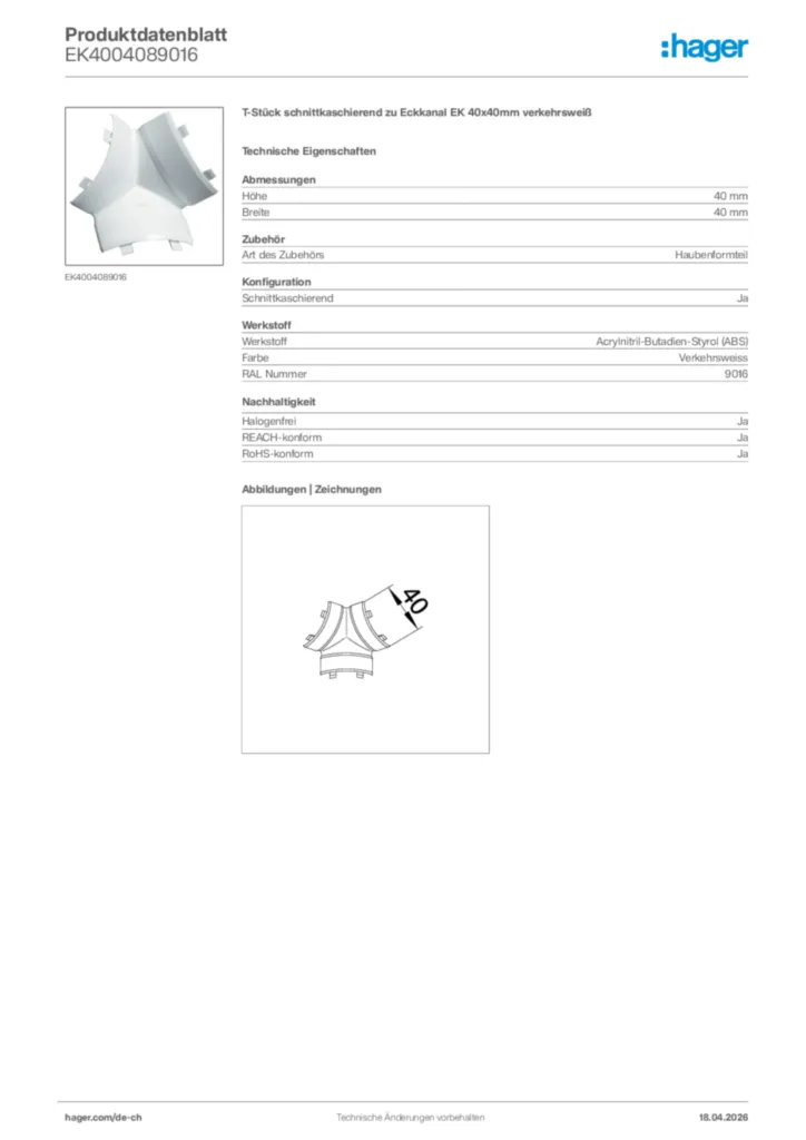 Bild Hager Produktdatenblatt EK4004089016 | Hager Schweiz