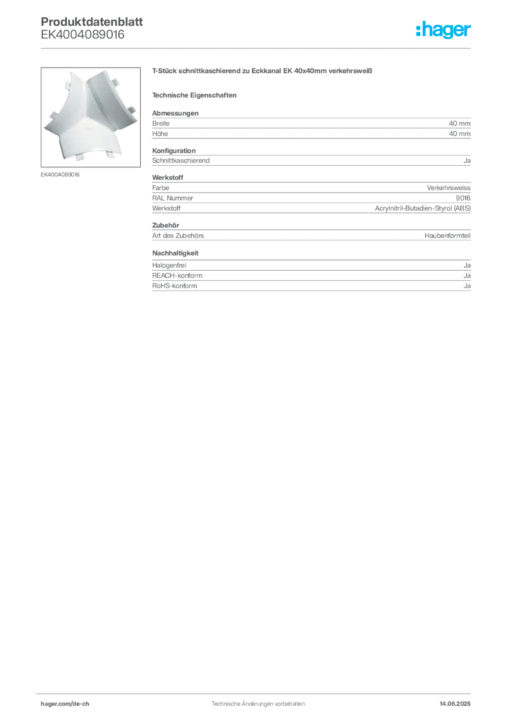 Bild Hager Produktdatenblatt EK4004089016 | Hager Schweiz