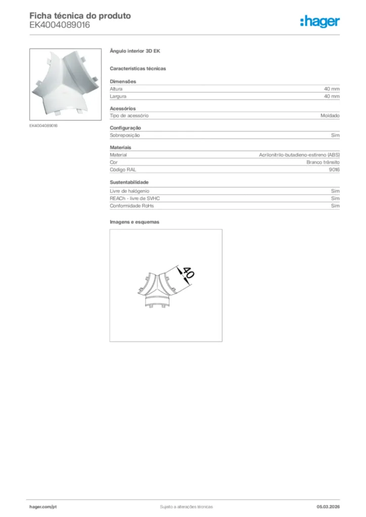 Imagem Hager Ficha técnica do produto EK4004089016 | Hager Portugal