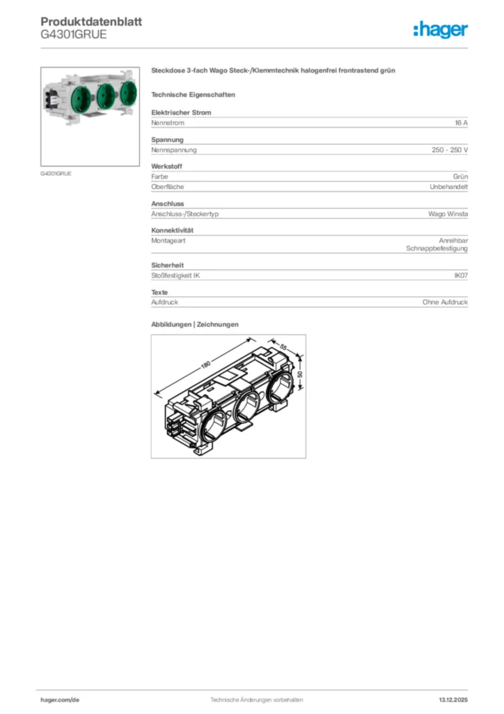 Bild Hager Produktdatenblatt G4301GRUE | Hager Deutschland