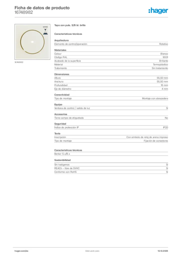 Imagen Hager Ficha de datos de producto 16748982 | Hager España