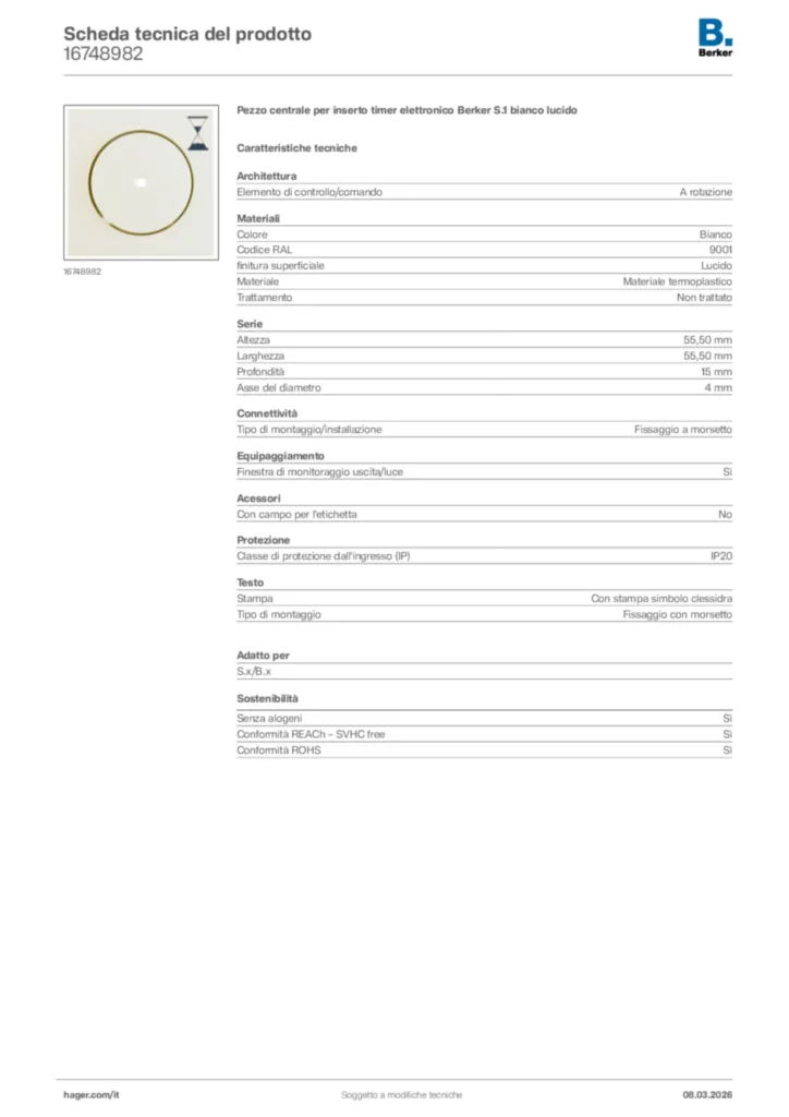 Immagine Berker Scheda tecnica del prodotto 16748982 | Hager Italia