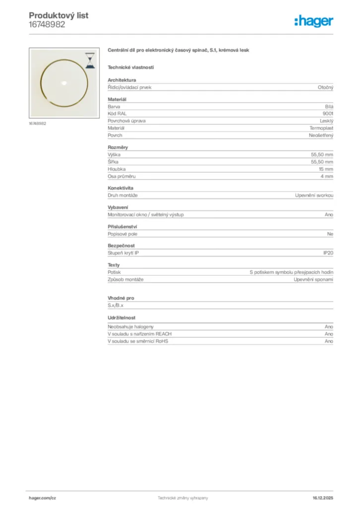 Obrázek Hager Produktový list 16748982 | Hager