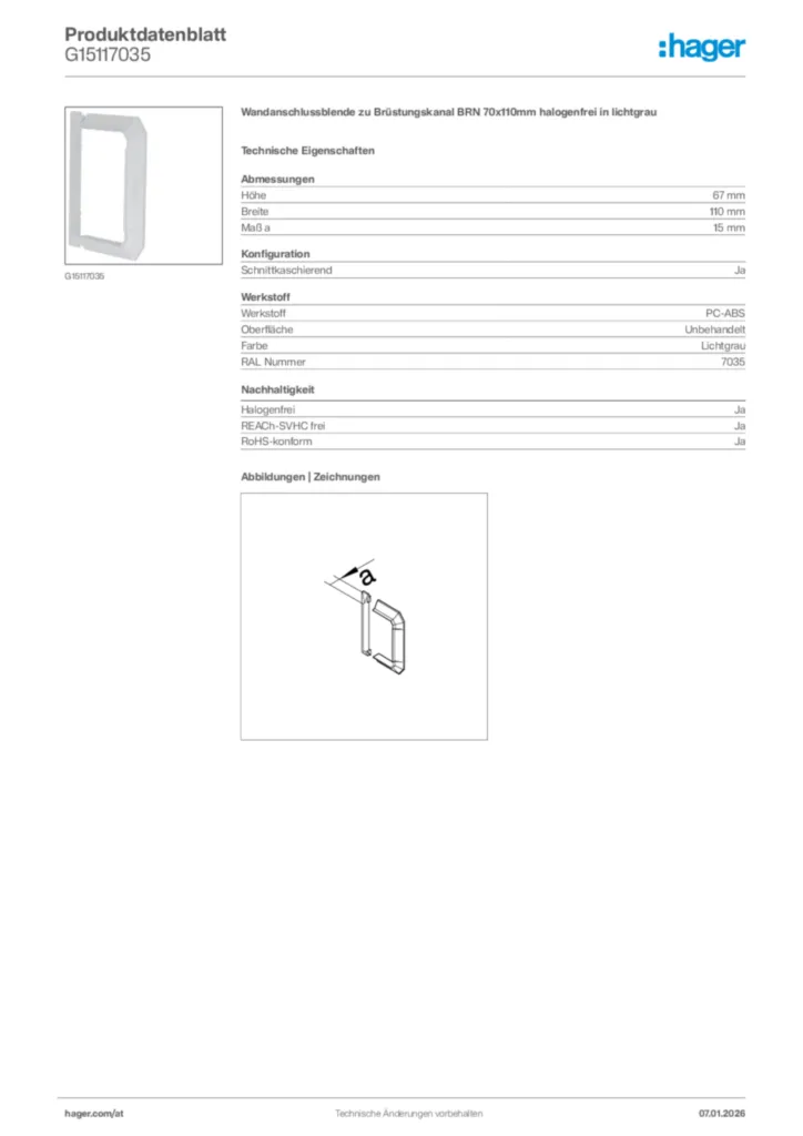 Bild Hager Produktdatenblatt G15117035 | Hager Deutschland
