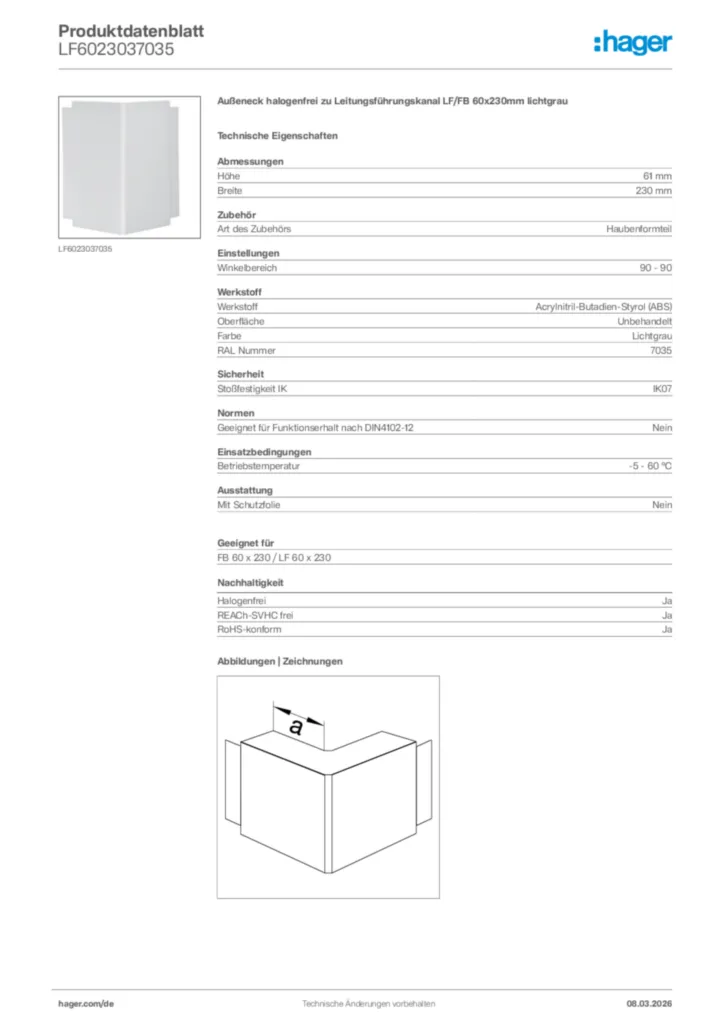 Bild Hager Produktdatenblatt LF6023037035 | Hager Deutschland