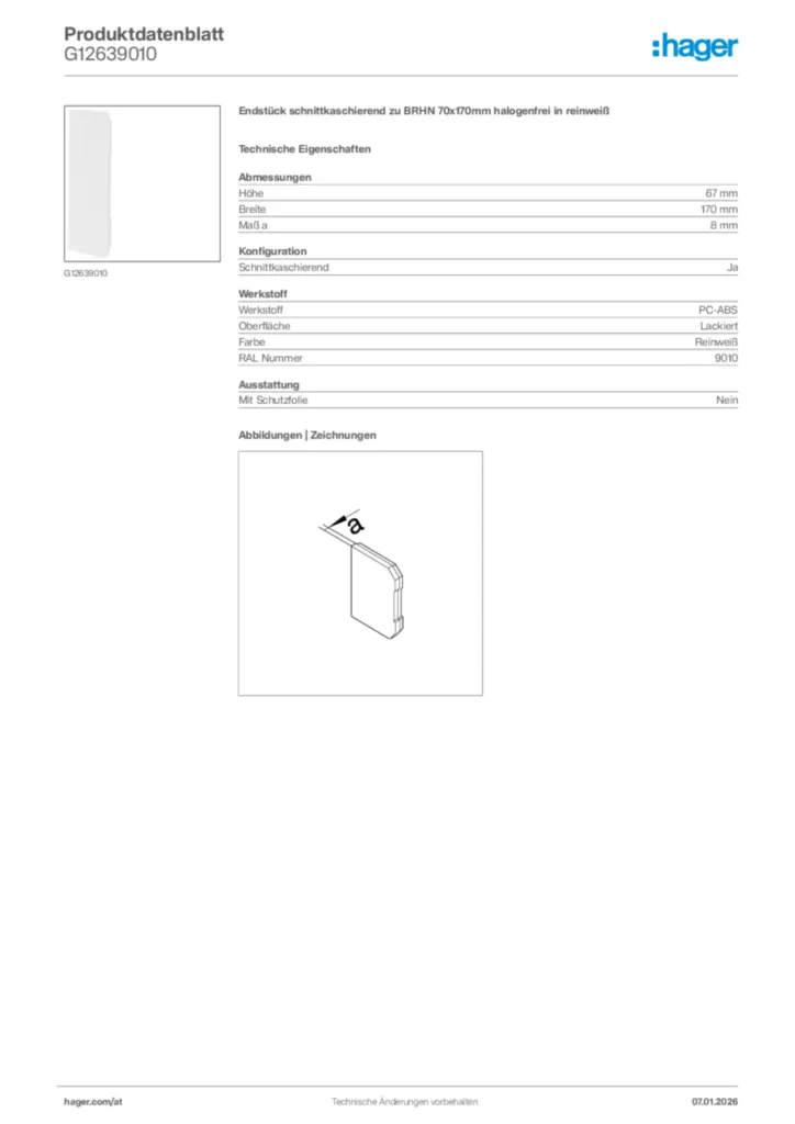 Bild Hager Produktdatenblatt G12639010 | Hager Deutschland