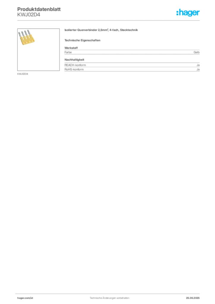 Bild Hager Produktdatenblatt KWJ02D4 | Hager Deutschland