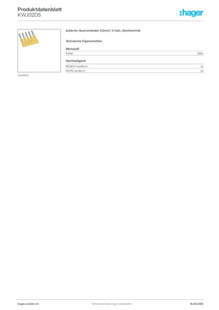 Bild Hager Produktdatenblatt KWJ02D5 | Hager Schweiz
