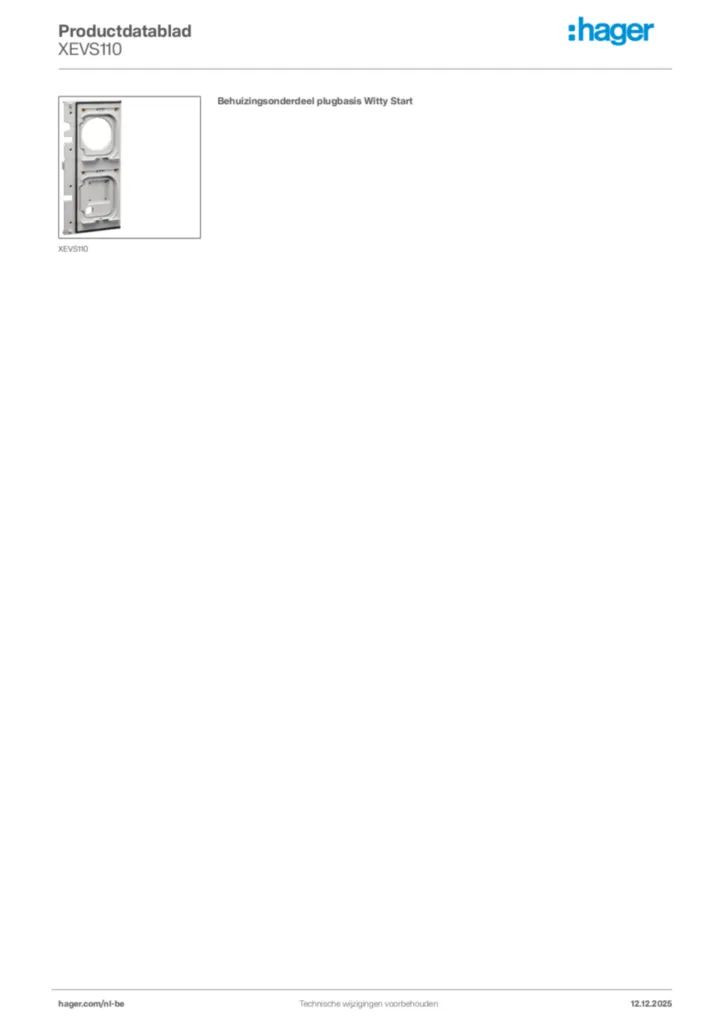 Afbeelding Hager Productdatablad XEVS110 | Hager Belgium