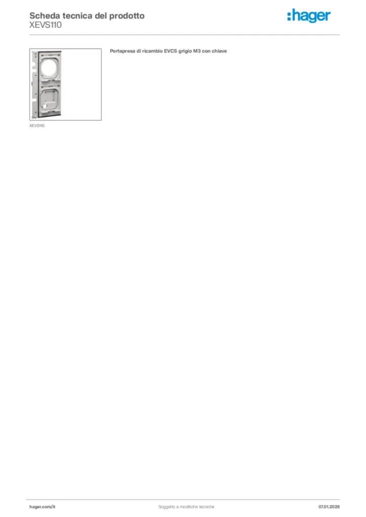 Immagine Hager Scheda tecnica del prodotto XEVS110 | Hager Italia