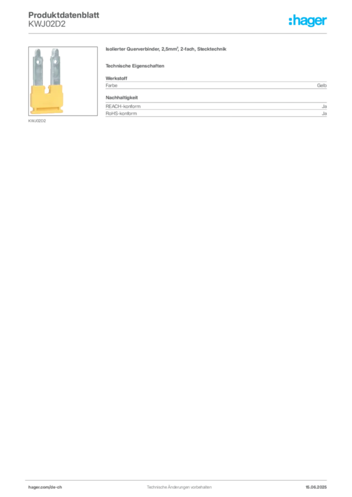 Bild Hager Produktdatenblatt KWJ02D2 | Hager Schweiz