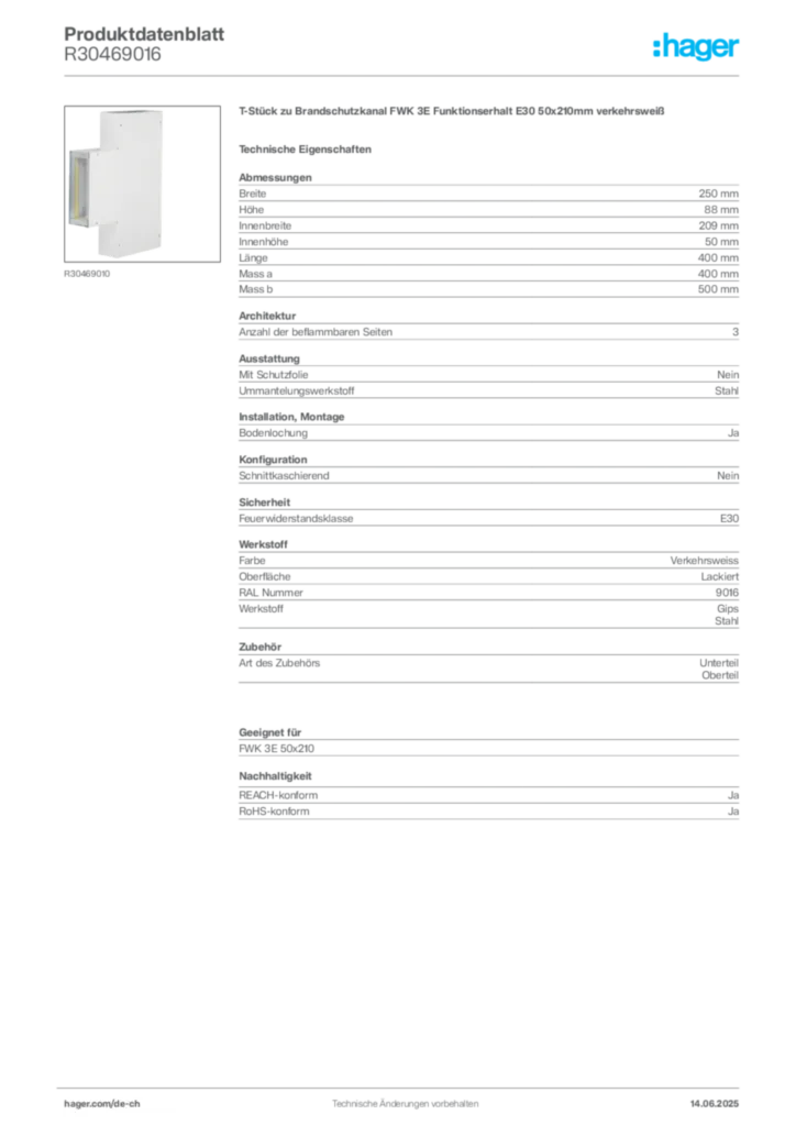 Bild Hager Produktdatenblatt R30469016 | Hager Schweiz