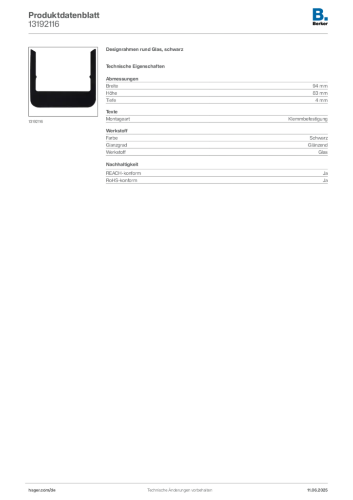 Bild Berker Produktdatenblatt 13192116 | Hager Deutschland