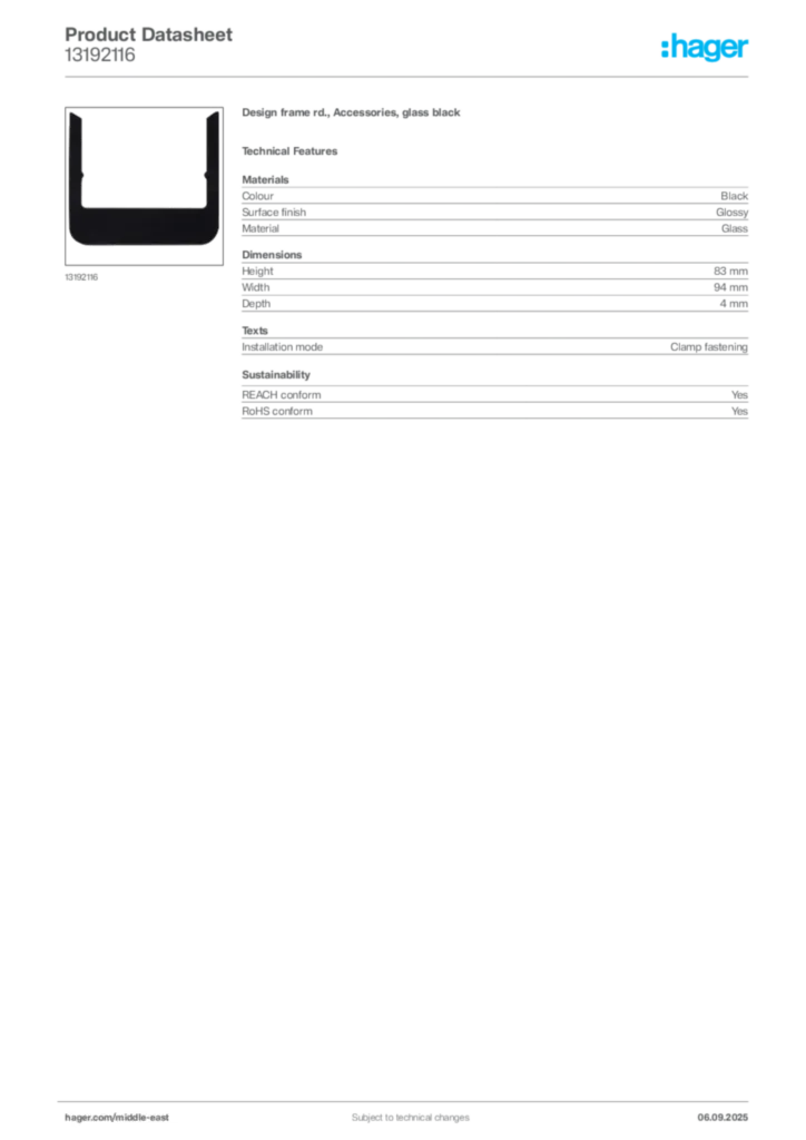Image Hager Product data sheet 13192116  | Hager