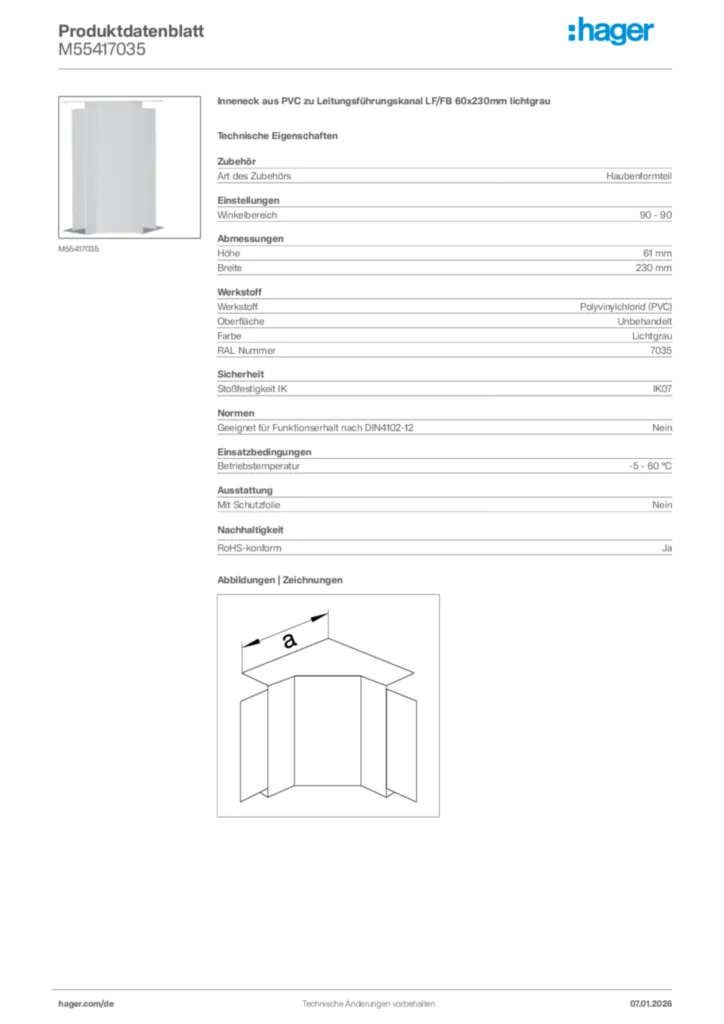Bild Hager Produktdatenblatt M55417035 | Hager Deutschland