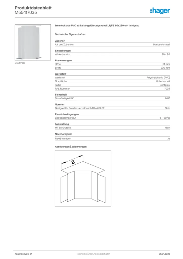 Bild Hager Produktdatenblatt M55417035 | Hager Schweiz