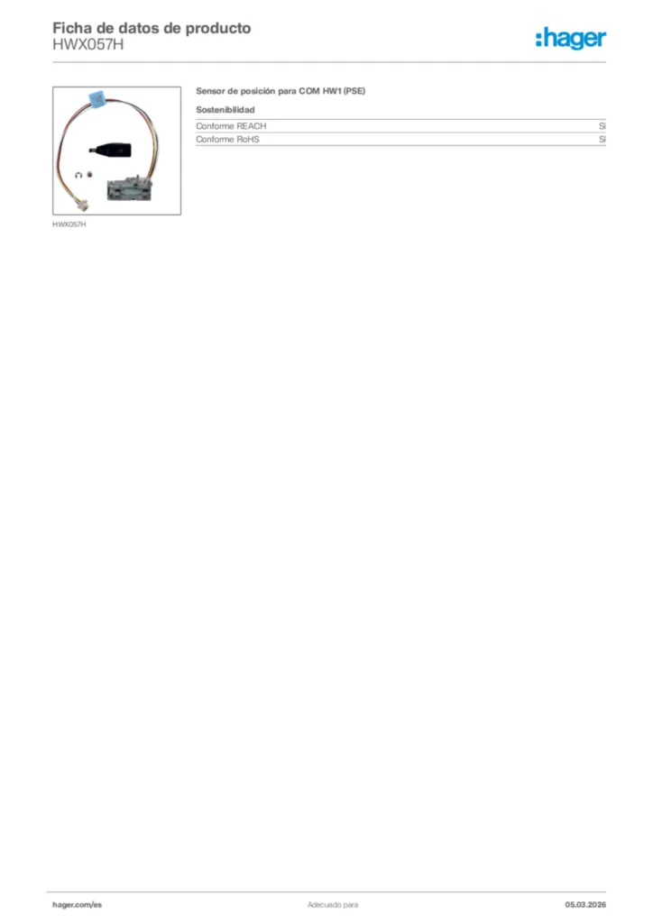 Imagen Hager Ficha de datos de producto HWX057H | Hager España