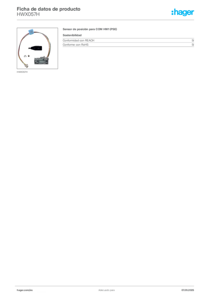 Imagen Hager Ficha de datos de producto HWX057H | Hager España