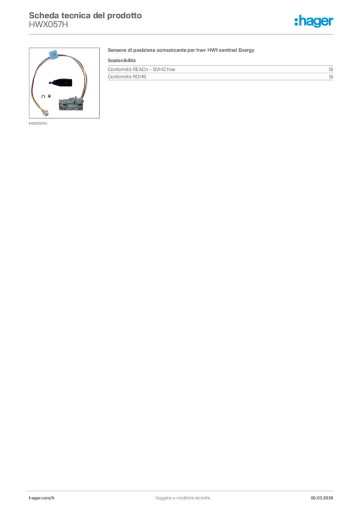 Immagine Hager Scheda tecnica del prodotto HWX057H | Hager Italia