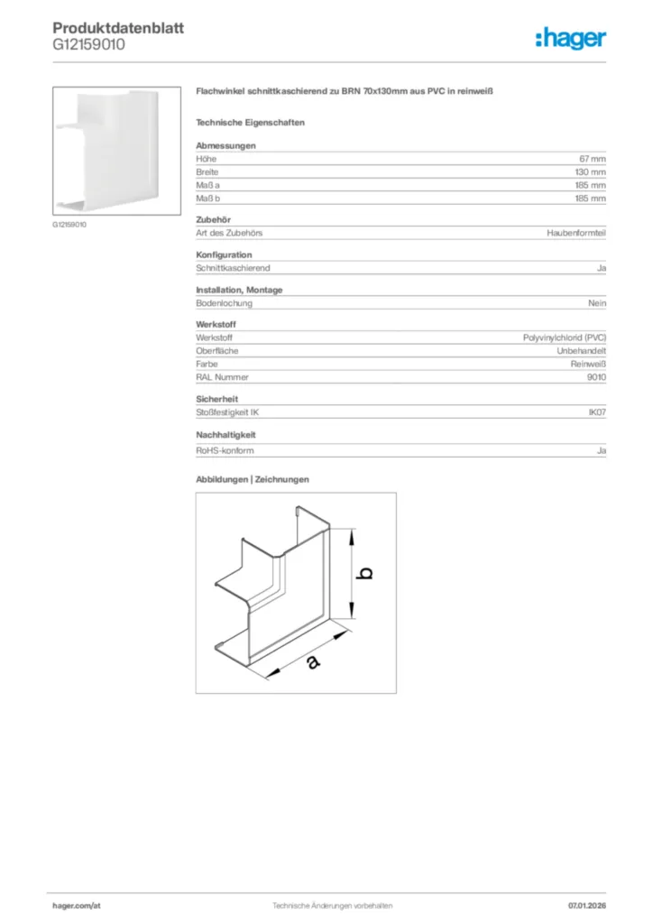 Bild Hager Produktdatenblatt G12159010 | Hager Deutschland