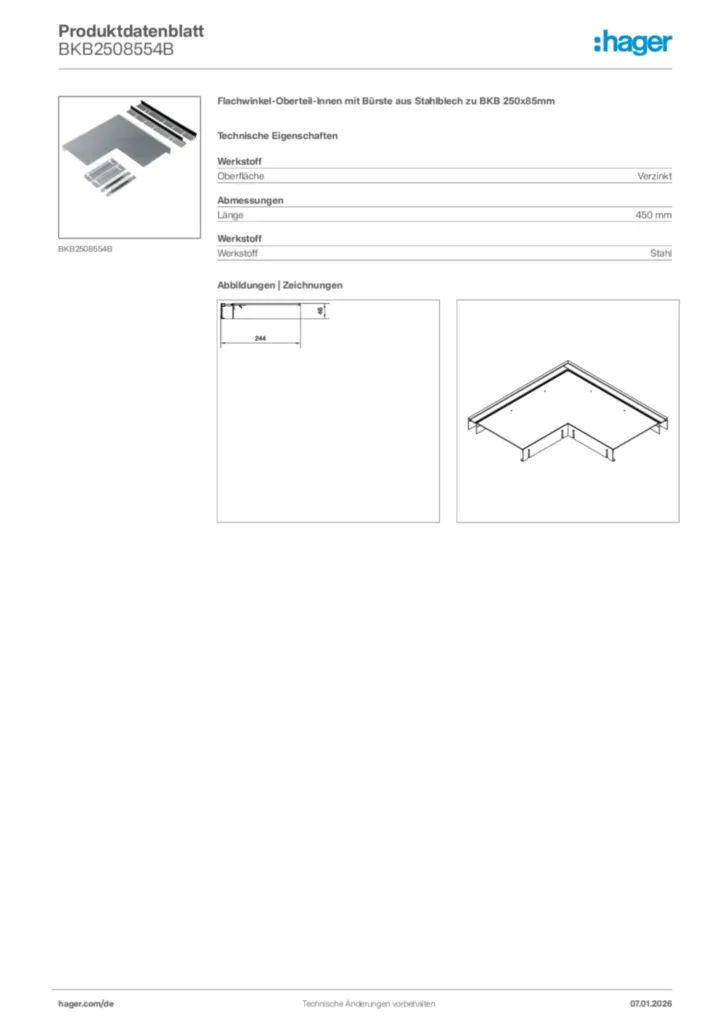 Bild Hager Produktdatenblatt BKB2508554B | Hager Deutschland