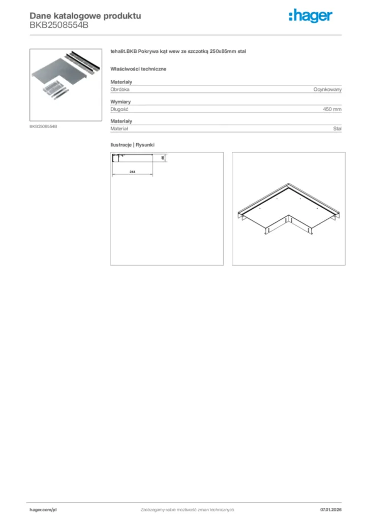 Zdjęcie Hager Karta katalogowa BKB2508554B | Hager Polska