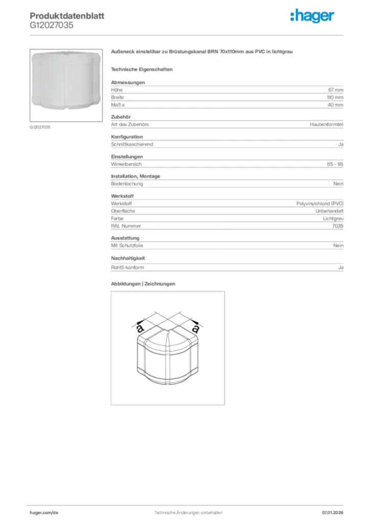 Bild Hager Produktdatenblatt G12027035 | Hager Deutschland