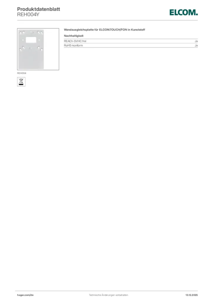 Elcom Produktdatenblatt REH004Y