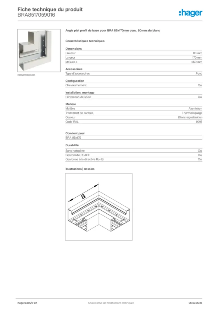 Image Hager Fiche technique du produit BRA8517059016 | Hager Suisse