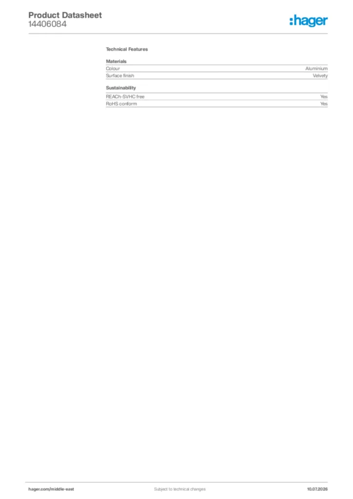Image Hager Product data sheet 14406084  | Hager