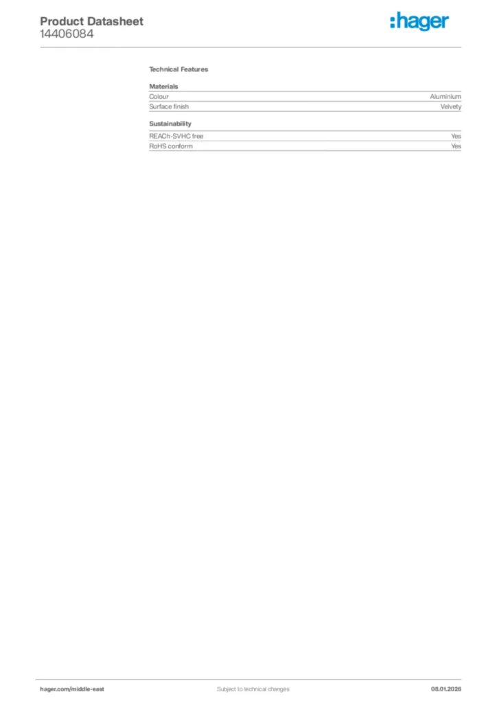 Image Hager Product data sheet 14406084  | Hager