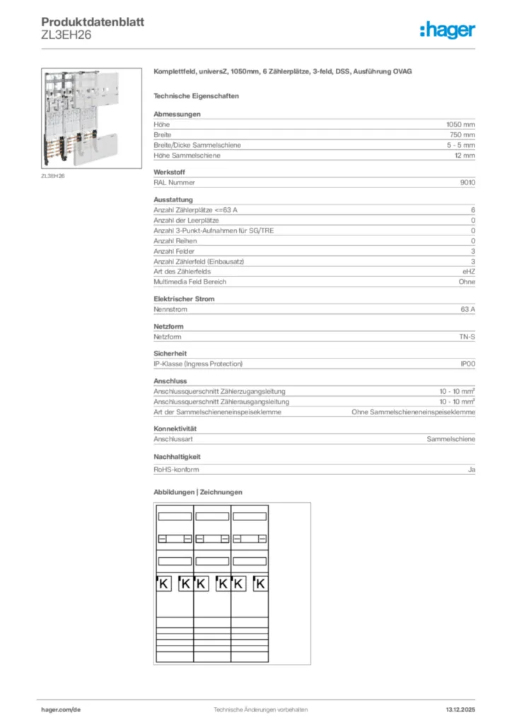 Bild Hager Produktdatenblatt ZL3EH26 | Hager Deutschland