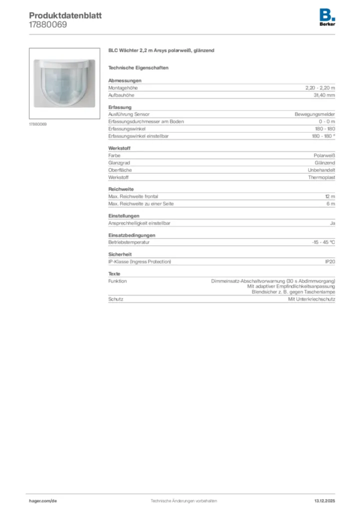 Bild Berker Produktdatenblatt 17880069 | Hager Deutschland