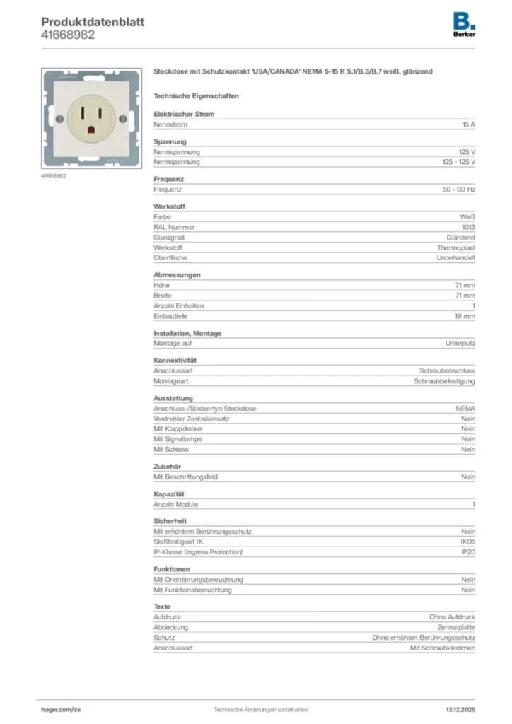 Berker Produktdatenblatt 41668982