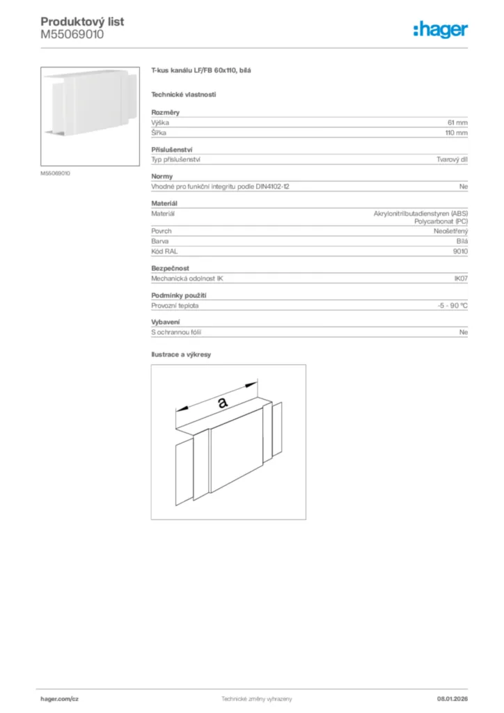 Obrázek Hager Product data sheet M55069010 | Hager