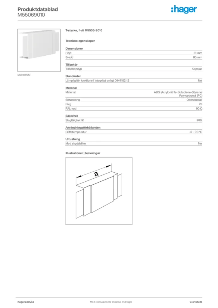 Bild Hager Produktdatablad M55069010 | Hager Sverige