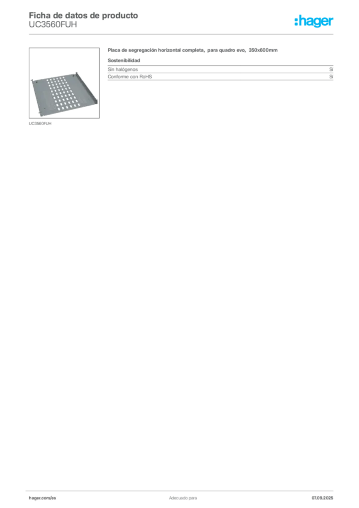 Imagen Hager Ficha de datos de producto UC3560FUH | Hager España