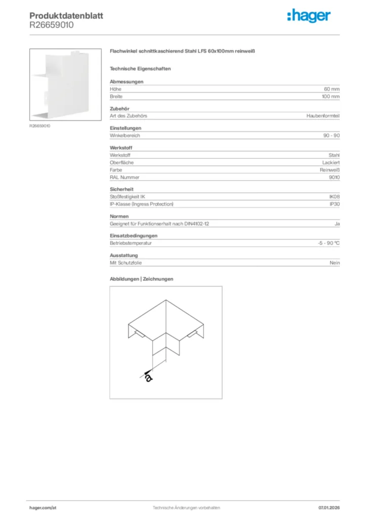 Bild Hager Produktdatenblatt R26659010 | Hager Deutschland