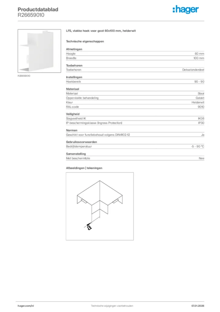 Afbeelding Hager Productdatablad R26659010 | Hager Nederland