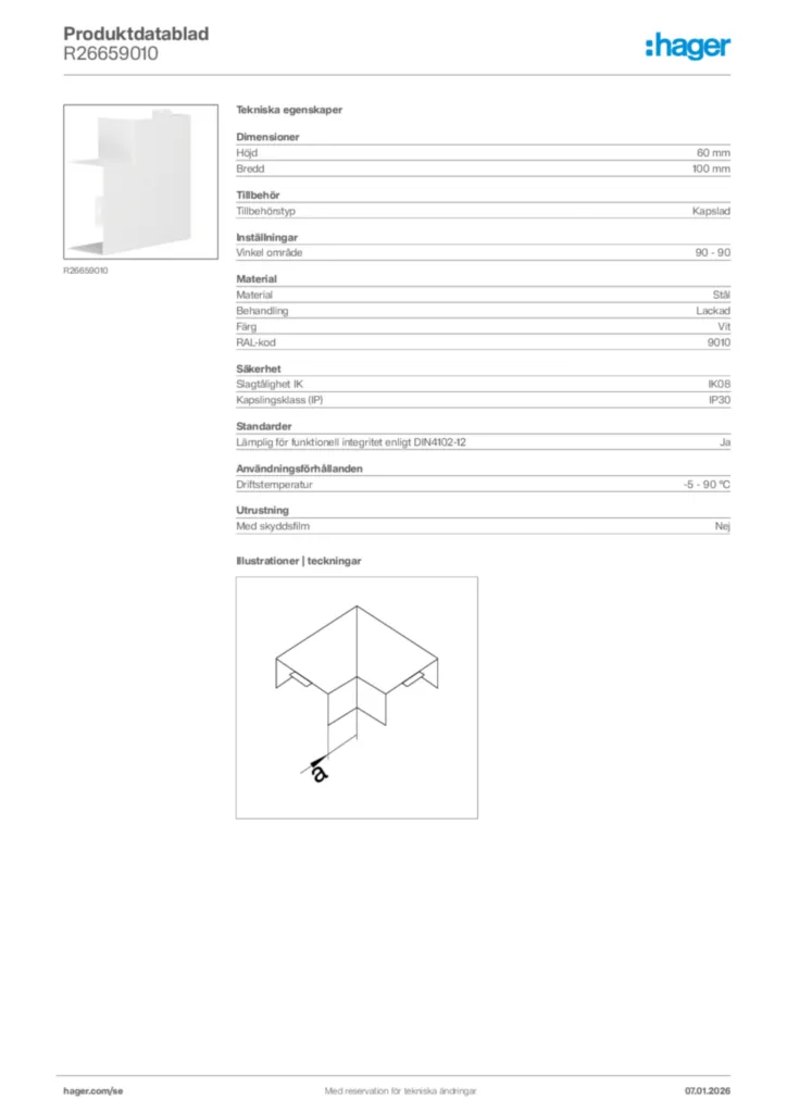 Bild Hager Produktdatablad R26659010 | Hager Sverige
