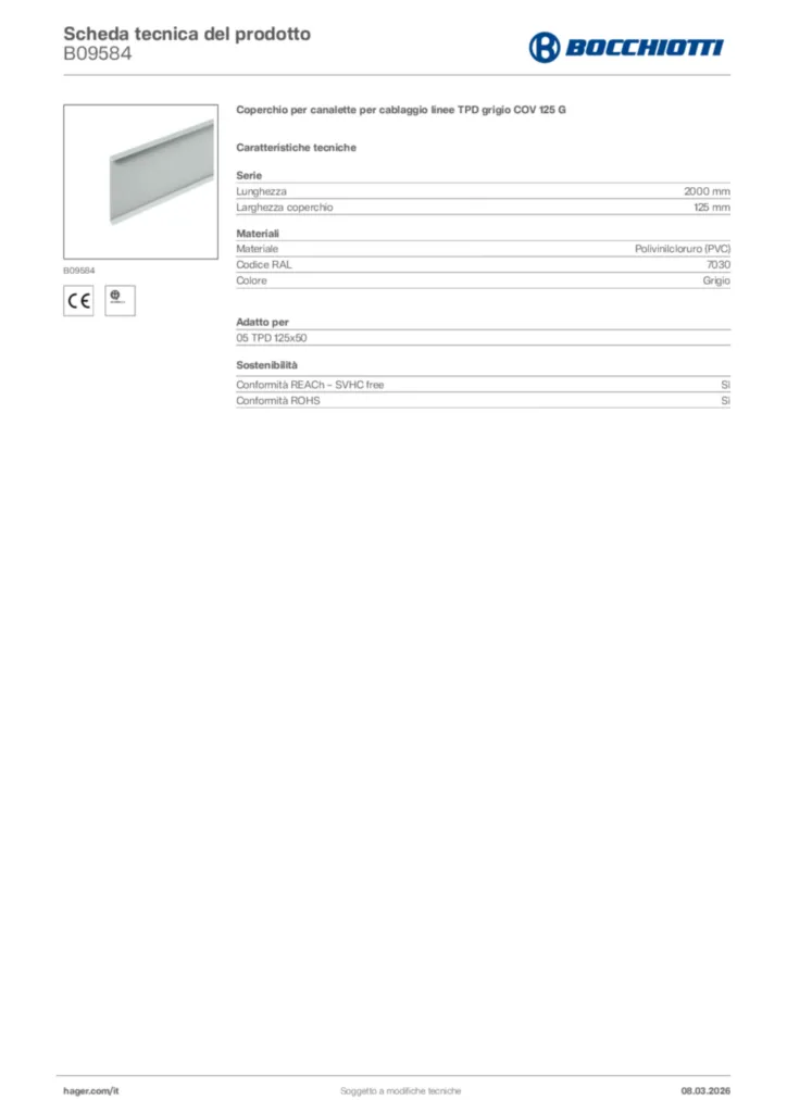 Immagine Bocchiotti Scheda tecnica del prodotto B09584 | Hager Italia
