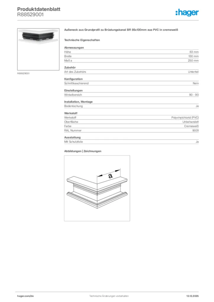 Bild Hager Produktdatenblatt R88529001 | Hager Deutschland