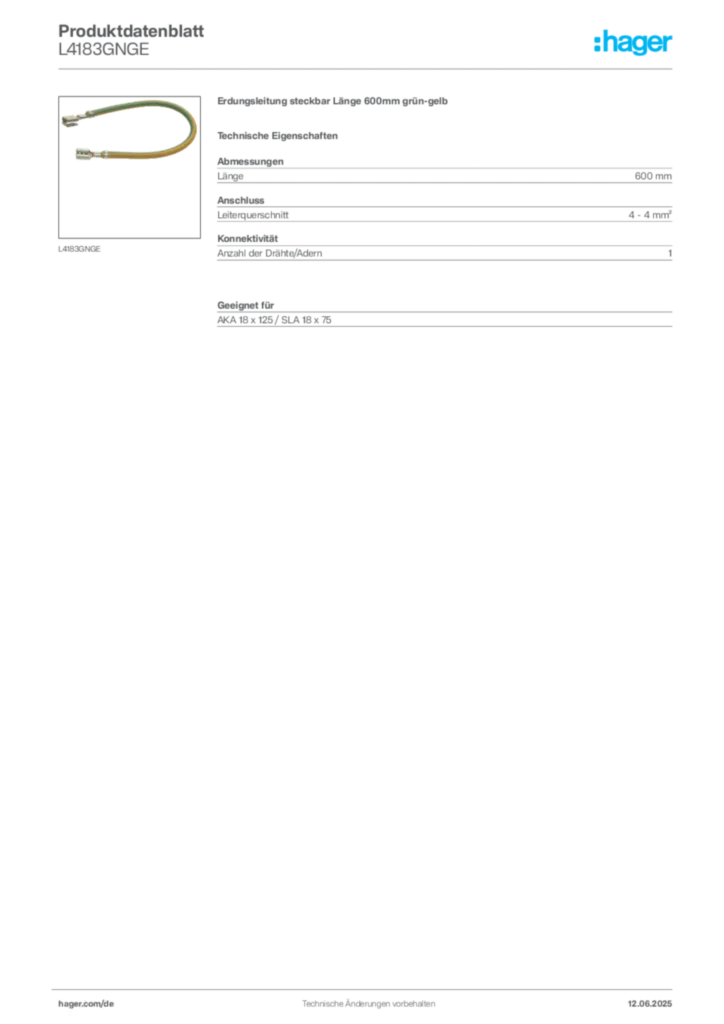 Hager Produktdatenblatt L4183GNGE