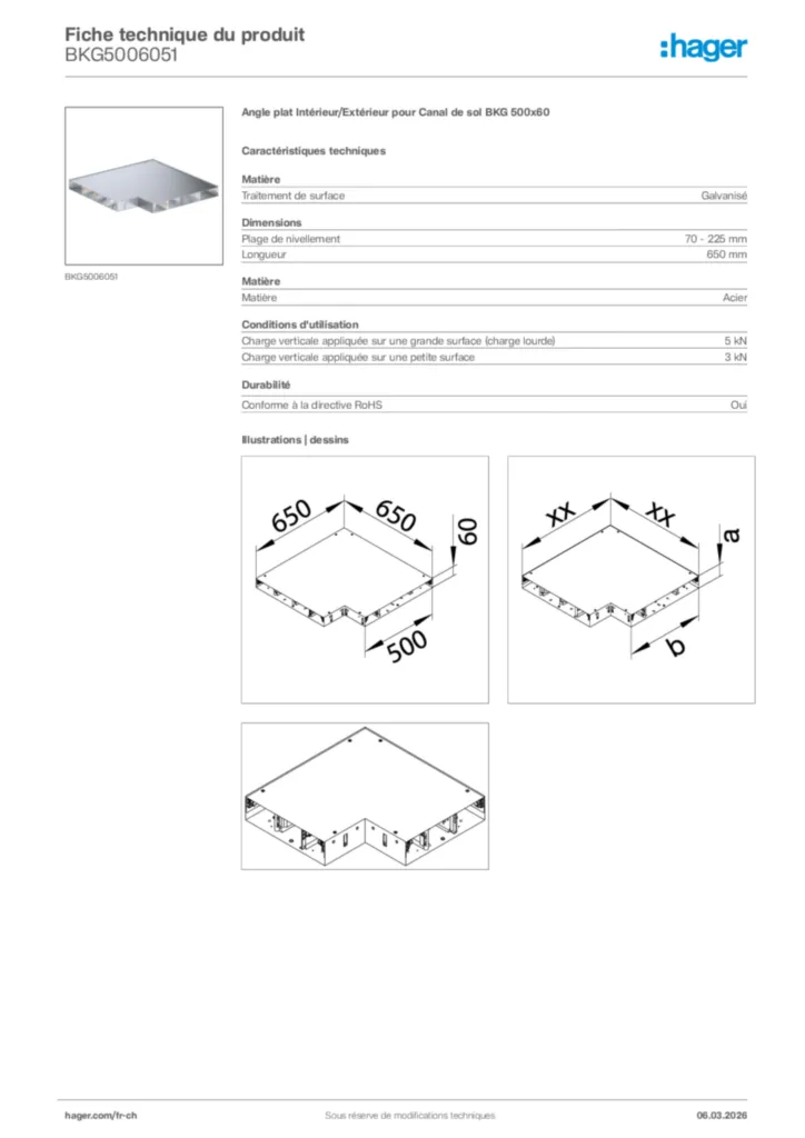 Image Hager Fiche technique du produit BKG5006051 | Hager Suisse