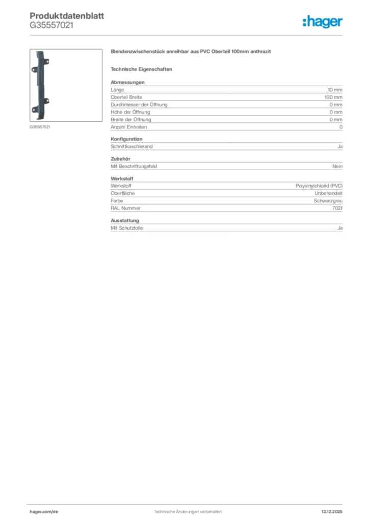 Bild Hager Produktdatenblatt G35557021 | Hager Deutschland