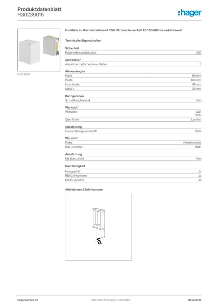 Bild Hager Produktdatenblatt R30239016 | Hager Schweiz