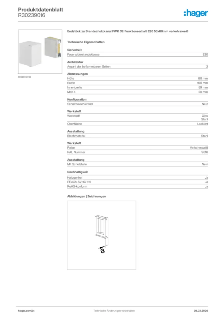 Bild Hager Produktdatenblatt R30239016 | Hager Deutschland