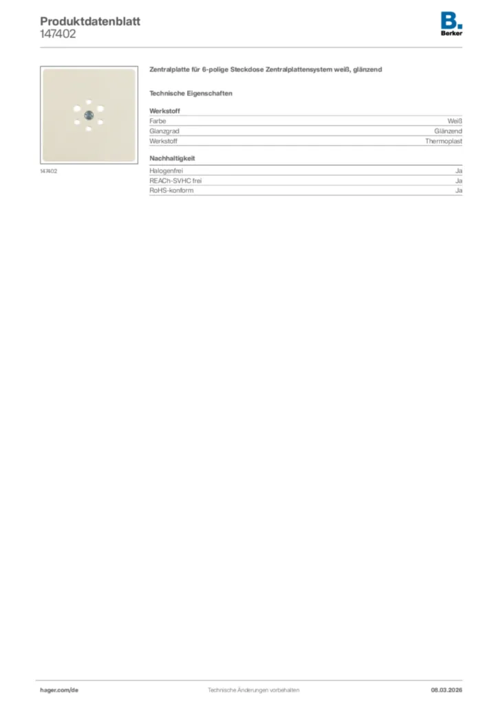 Bild Berker Produktdatenblatt 147402 | Hager Deutschland